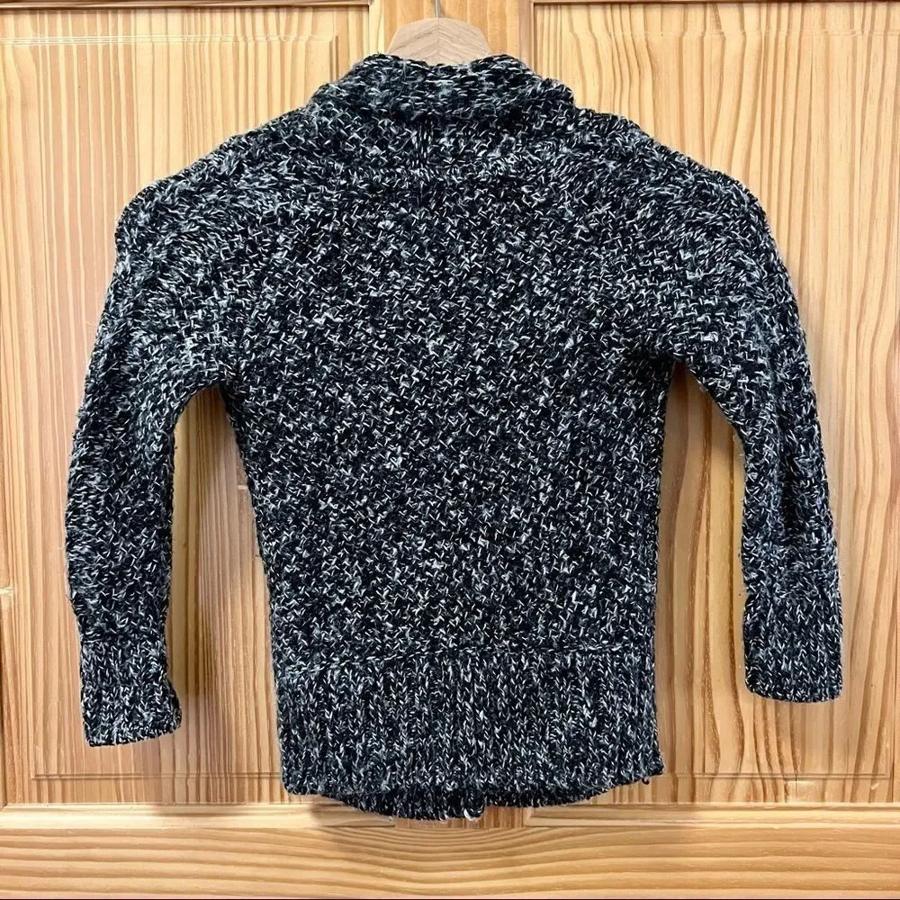 Gap Kids dark grey white shawl collar single button long sleeve cardigan sweater